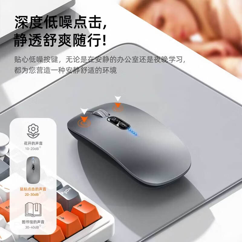 适用2025款苹果电脑笔记本MacBook Pro/Air M5M4M3M2无线蓝牙鼠标type-c接口办公静音充电iPad平板 【太空灰】蓝牙+USB+Typec接口