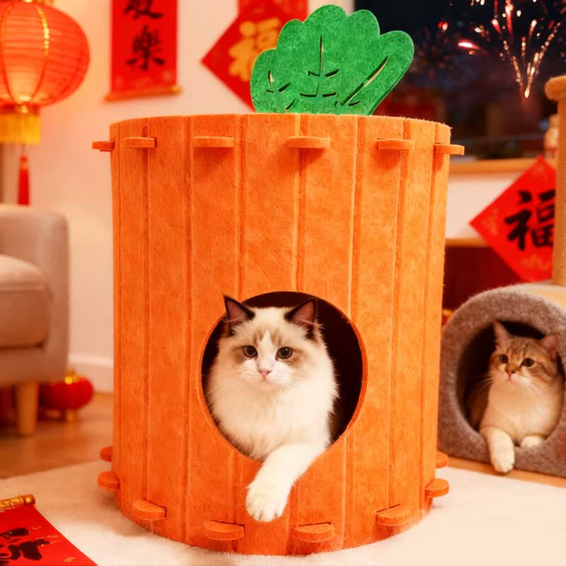 HELLOJOY猫窝封闭式猫抓板玩具冬天保暖猫咪窝安全感毛毡上下两层四季通用
