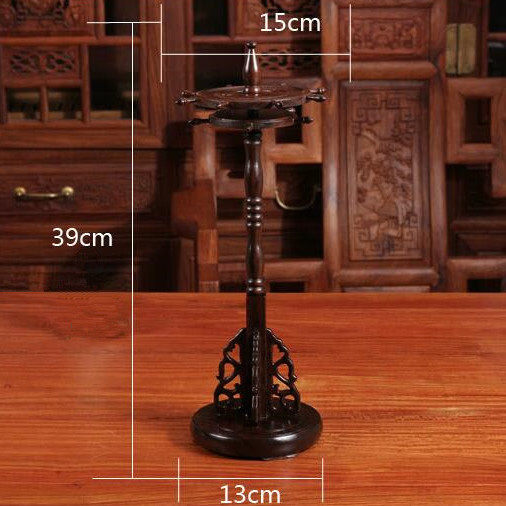 周虎臣毛筆實木筆架雙層轉(zhuǎn)動木大號圓轉(zhuǎn)盤筆掛紅木掛毛筆的架子 黑枝木筆掛小號