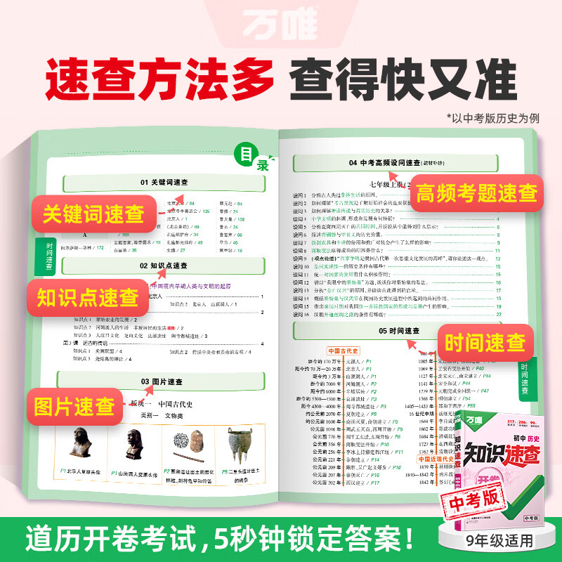 2026万唯中考知识速查初中小四门知识点快速定位速查必背清单人教版初一初二初三道法历史生物地理基础知识考点速记手册万维旗舰店 【道法+历史】2本套装 中考版