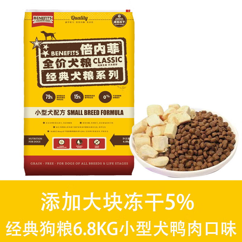皇蔻狗食12kg经典系列全天然无谷鸡肉牛肉鱼肉成犬幼犬冻干 干粮 经典系列 小型犬鸭肉狗粮-去泪痕6.8kg 1lb