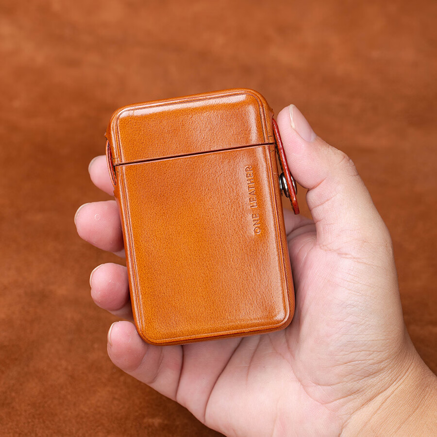 一皮（ONE LEATHER）烟盒20支植鞣牛皮2025新款粗支烟盒男女士通用手工便携高档保护套 棕色 20支