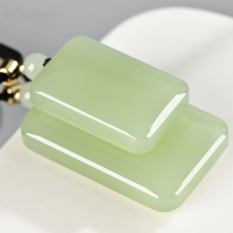 和田玉平安无事牌男女玉器礼物吊坠湖水绿首饰挂件护身符珠宝玉佩 大款(50mm30mm)