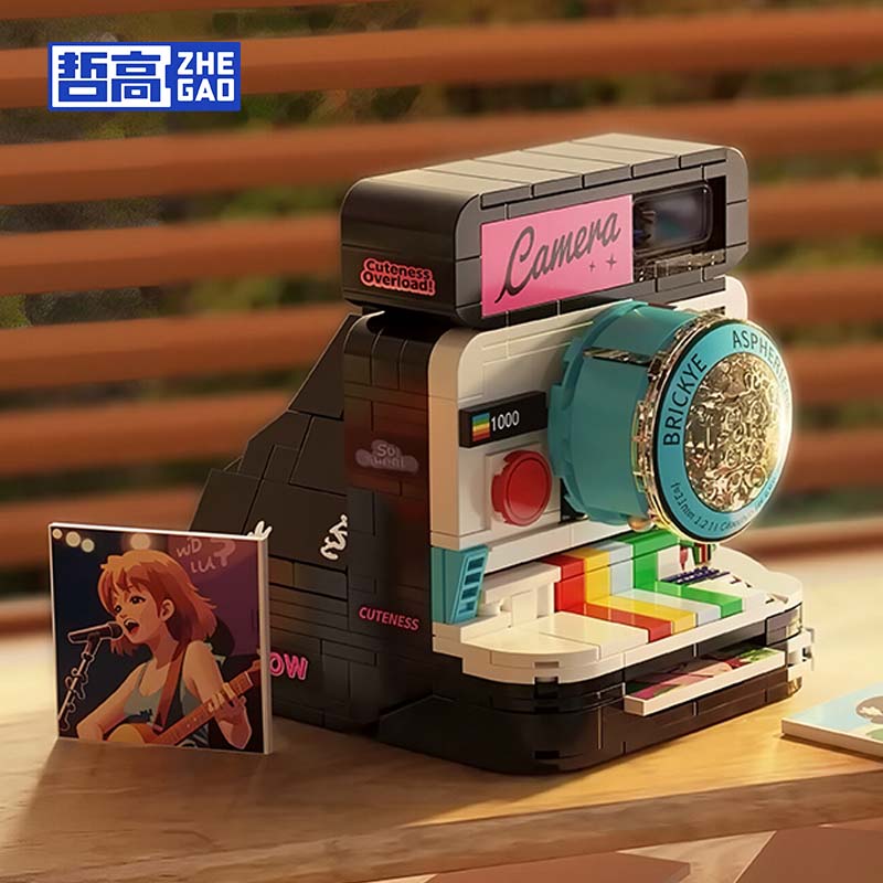 哲高 拼装积木复古单反照相机摄像机放映机玩具创意男生男孩生日礼物 【潮玩系列】一次成像相机478PCS