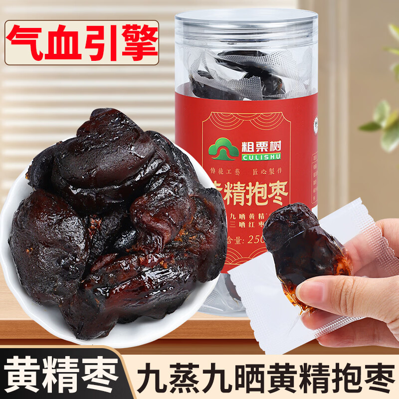 粗栗树九华山黄精抱枣九蒸九晒黄精三蒸三晒红枣去皮去核年货送礼送健康 250g*1罐 首购品鉴