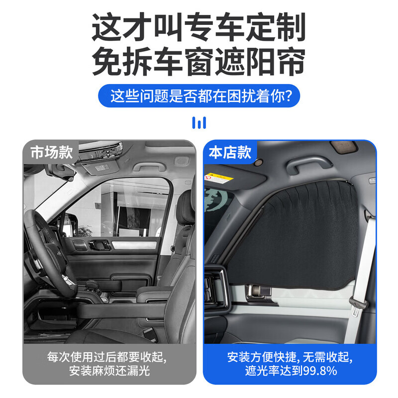 第壹社（FIT CLUB）适用于方程豹5豹8全车遮阳帘车内窗帘免拆安装二排隔热防晒隐私帘 豹5专用秒装款窗帘【四门车窗】黑色-4件套 方程豹豹5