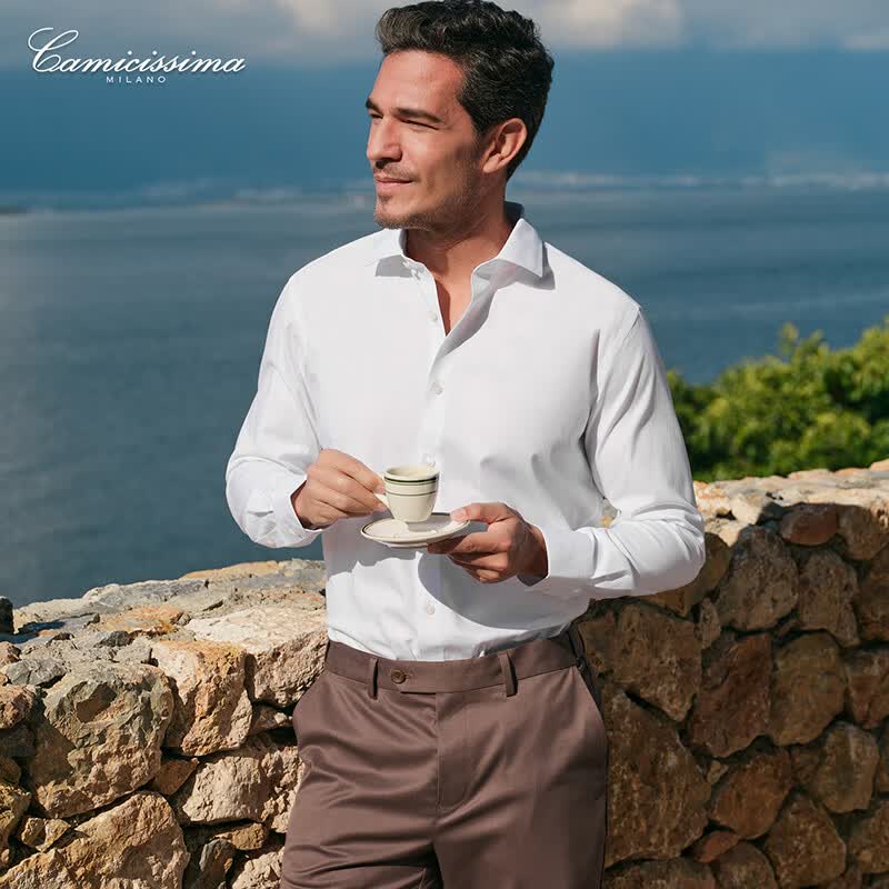 恺米切（CAMICISSIMA）【明星同款】意大利男士长袖衬衫四季免烫多色商务正装高级感 白色主推（修身）IBC5PC02MSD11 41