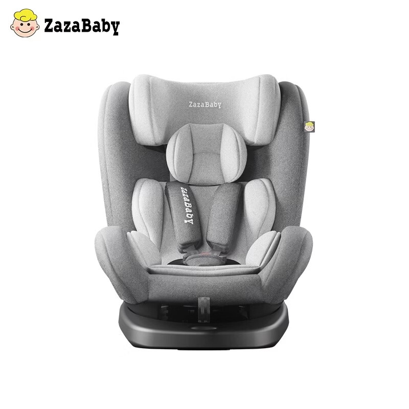 ZazaBaby儿童安全座椅婴儿宝宝0-12岁 汽车用isofix接口360旋转 灰色