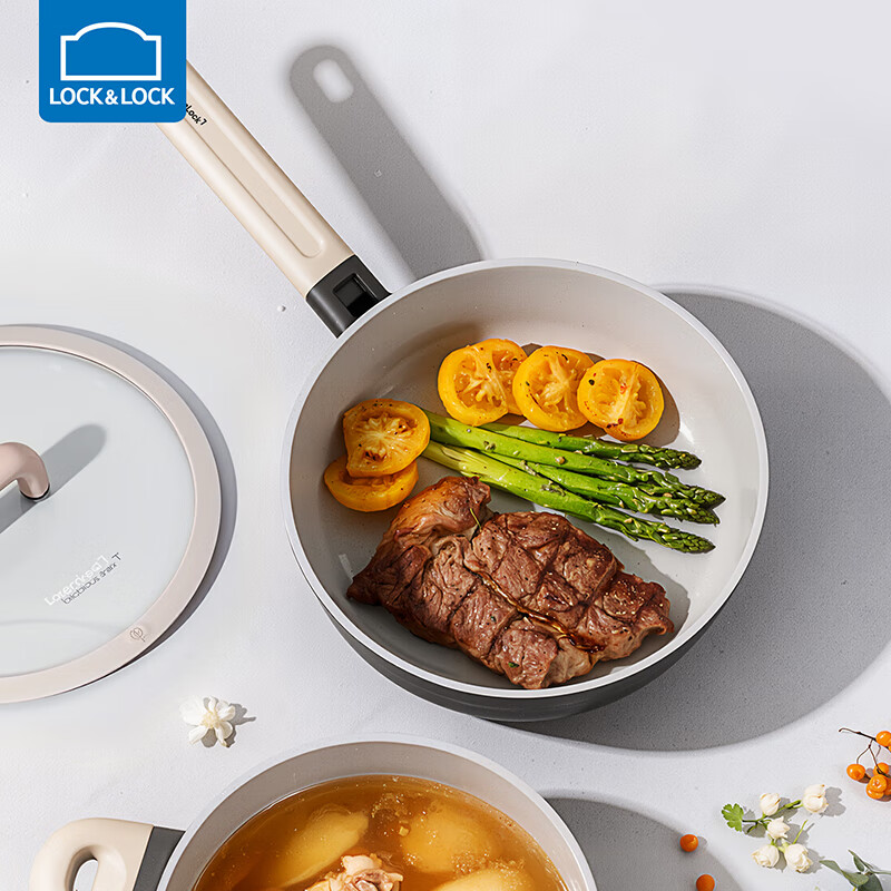 乐扣乐扣平底锅煎锅不粘锅煎炒两用牛排煎蛋神器少油烟电磁炉通用 28cm