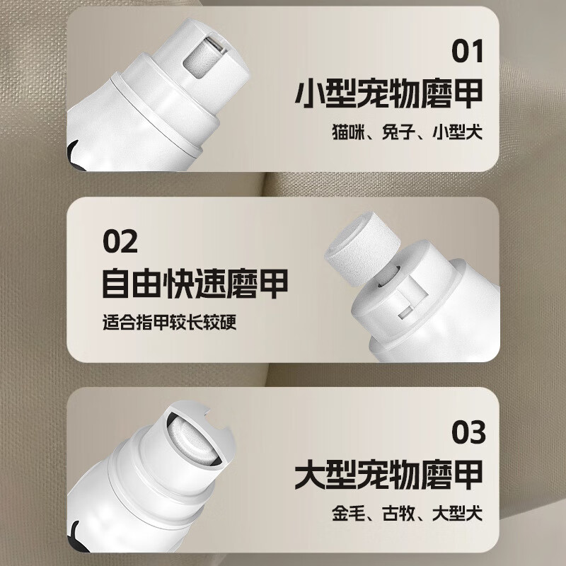 温诗欧大客宠物磨甲器电动修甲器指甲钳猫狗美容清洁指甲剪宠物指甲热 白色 电量显示+3档调节