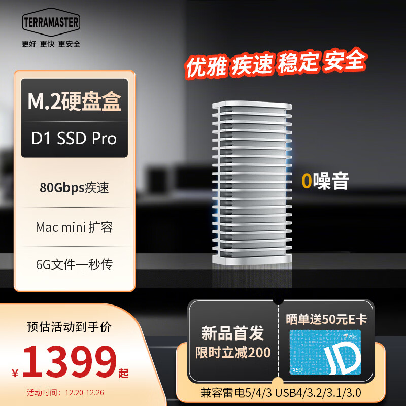 ������D1 SSD Pro 80GbpsӲ�̺�M.2 NVMe�ƶ�Ӳ�̺м����׵�5/4 USB4 ����Mac mini M4����SSD���� 1279Ԫ