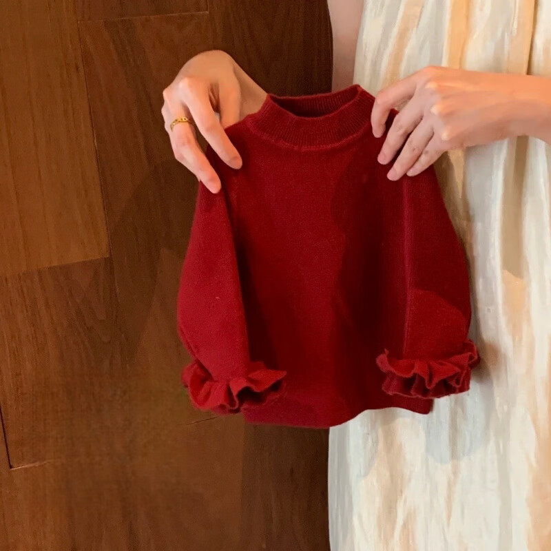 ���ܻ�Ůͯ�ﶬ��ë�´����2025�¿�СͯŮ�����Ӻ���֯����ɫ����³� ��ɫ 90 50.94Ԫ