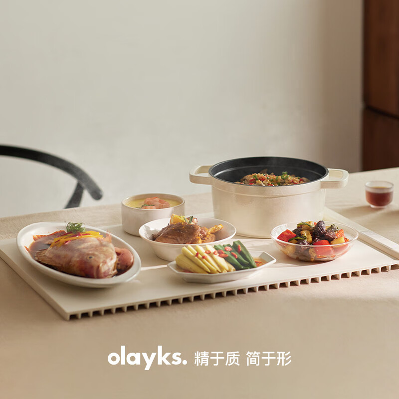 olayks暖云硅膠暖切板可折疊熱切板保溫板家用大米加熱神器多功能 陶白色