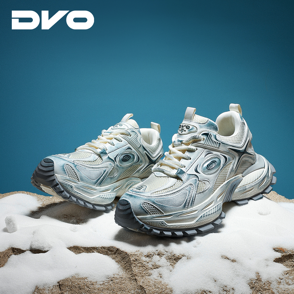 DVO8cm隐形内增高老爹鞋男士爆款潮牌小众百搭厚底轻便运动休闲鞋女 黑色 44 男码