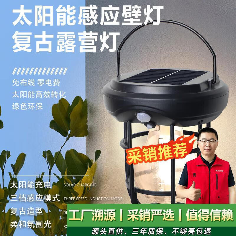 太阳能感应壁灯户外照明灯阳台入户门庭院花园防水围墙led氛围灯 【小号】太阳能防水壁灯