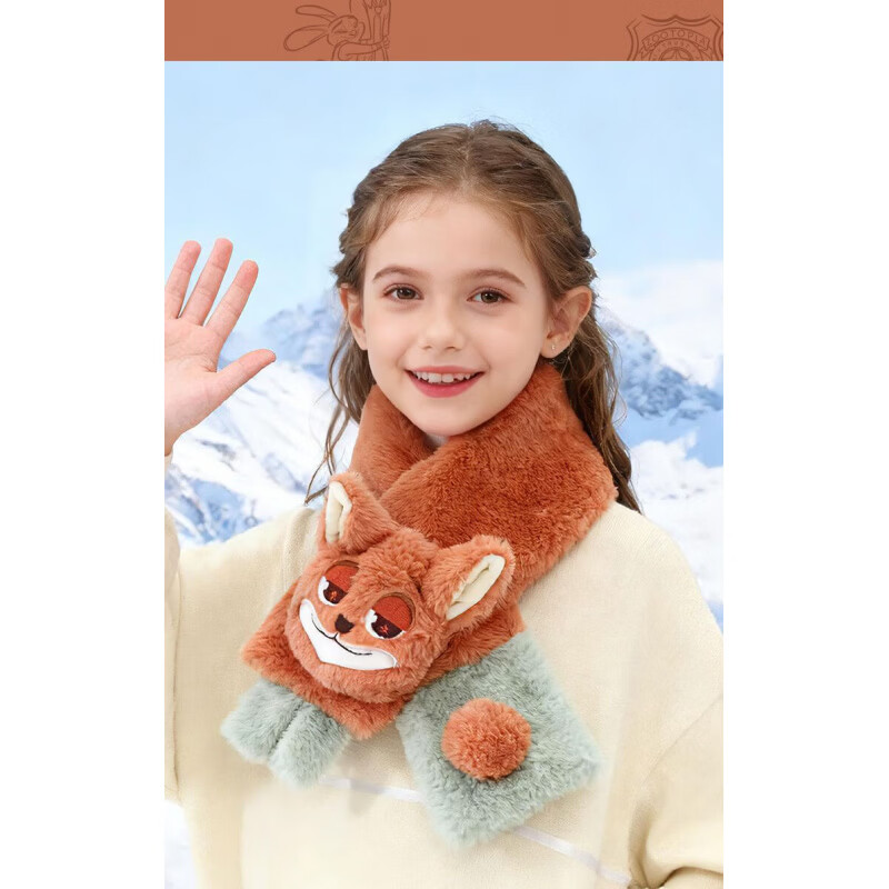 MPPMCK正版疯狂动物城朱迪尼克儿童青少年毛绒围巾冬季保暖男女孩围脖 朱迪保暖围巾 3岁以上