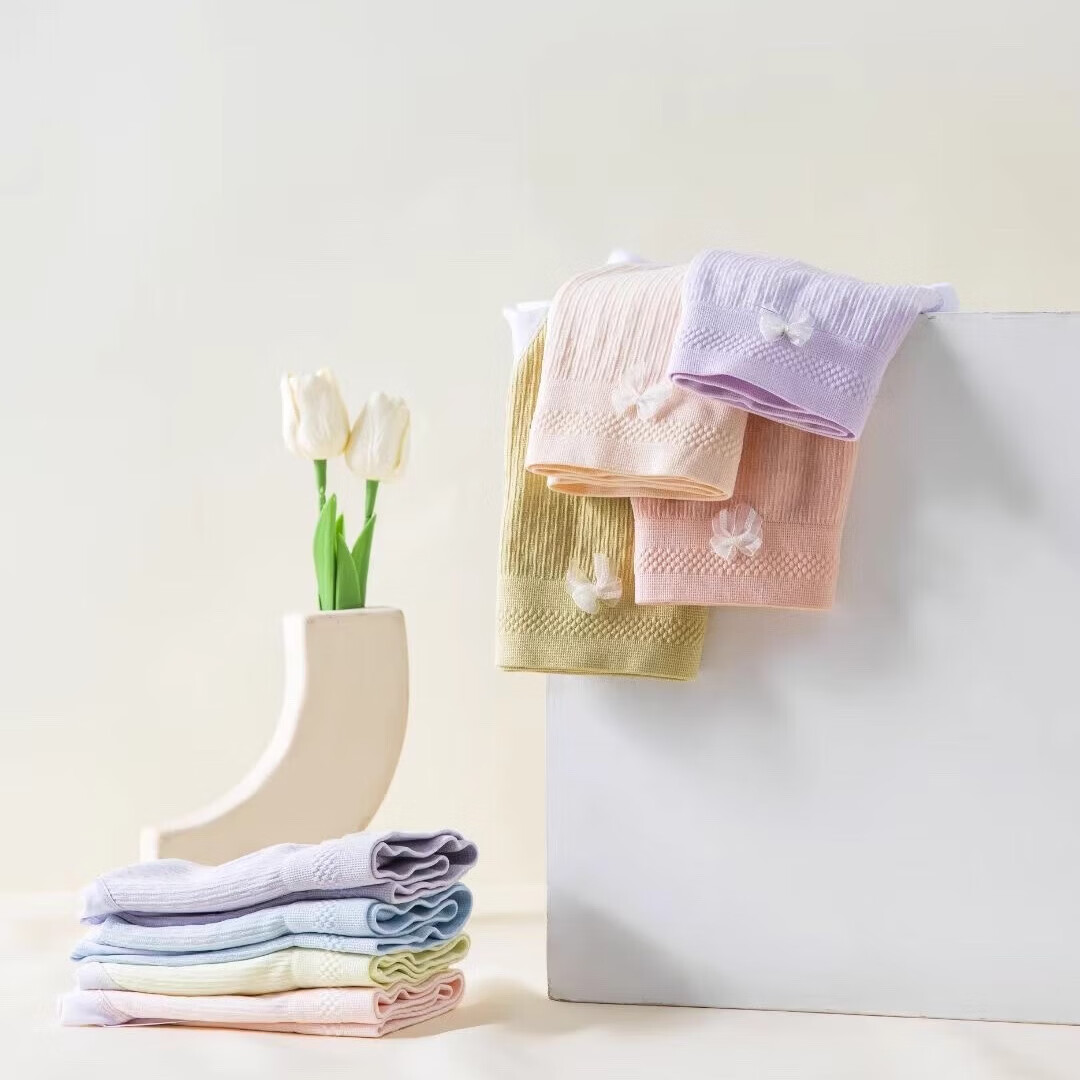 雅鹿女士中腰内裤针织高弹三角裤甜美蝴蝶结纯色抑菌薄款清新学生底裤 随机色 5条 L 【建议90-130斤】