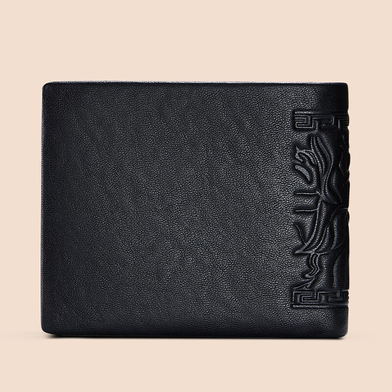 FALAMAONE短款男士钱包真皮商务头层牛皮钱夹七夕礼物送男朋友老公兄弟朋友 QB002/顺丰空运【实木礼盒】 代写贺卡打印照片联系客服