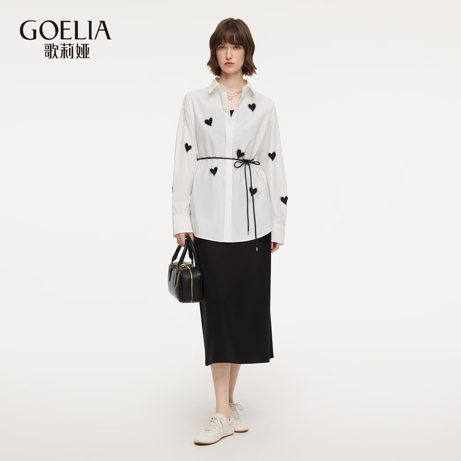 歌莉娅套装女春季2026新款淡人高知一整套穿搭两件套裙1F2JAH220 00B黑色 M