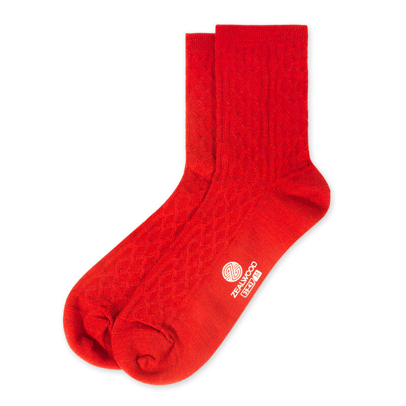 ZEAL WOOD赛乐温暖组合套装送家人新年礼物美丽诺羊毛套装圣诞元旦春节礼物 新年红袜+驼色旅行冷帽(均码)+收纳袋(图案随机) M 39-42(袜子尺码)