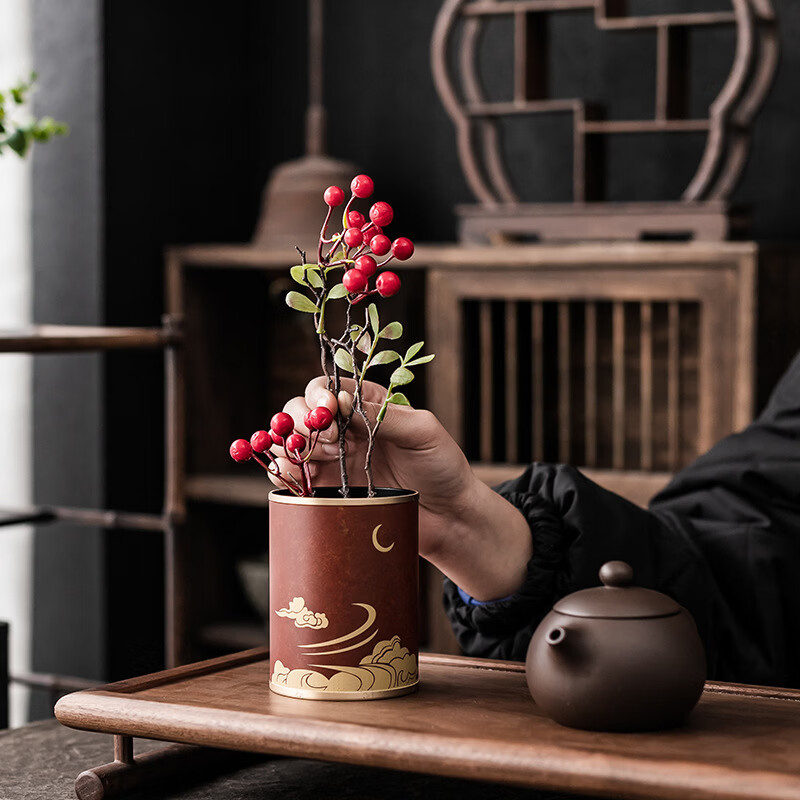 语森忆彩漆茶道六君子纯铜功夫茶具茶道配件 茶夹茶勺茶针茶匙组合套装 彩漆祥云茶道六君子(绿色)