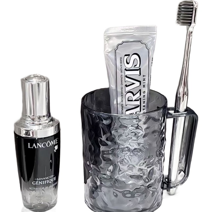 【京东物流】洗漱系列冰川纹高颜值塑料漱口杯牙杯带把手宿舍家用 冰川漱口杯2个【350ml*42g混色】