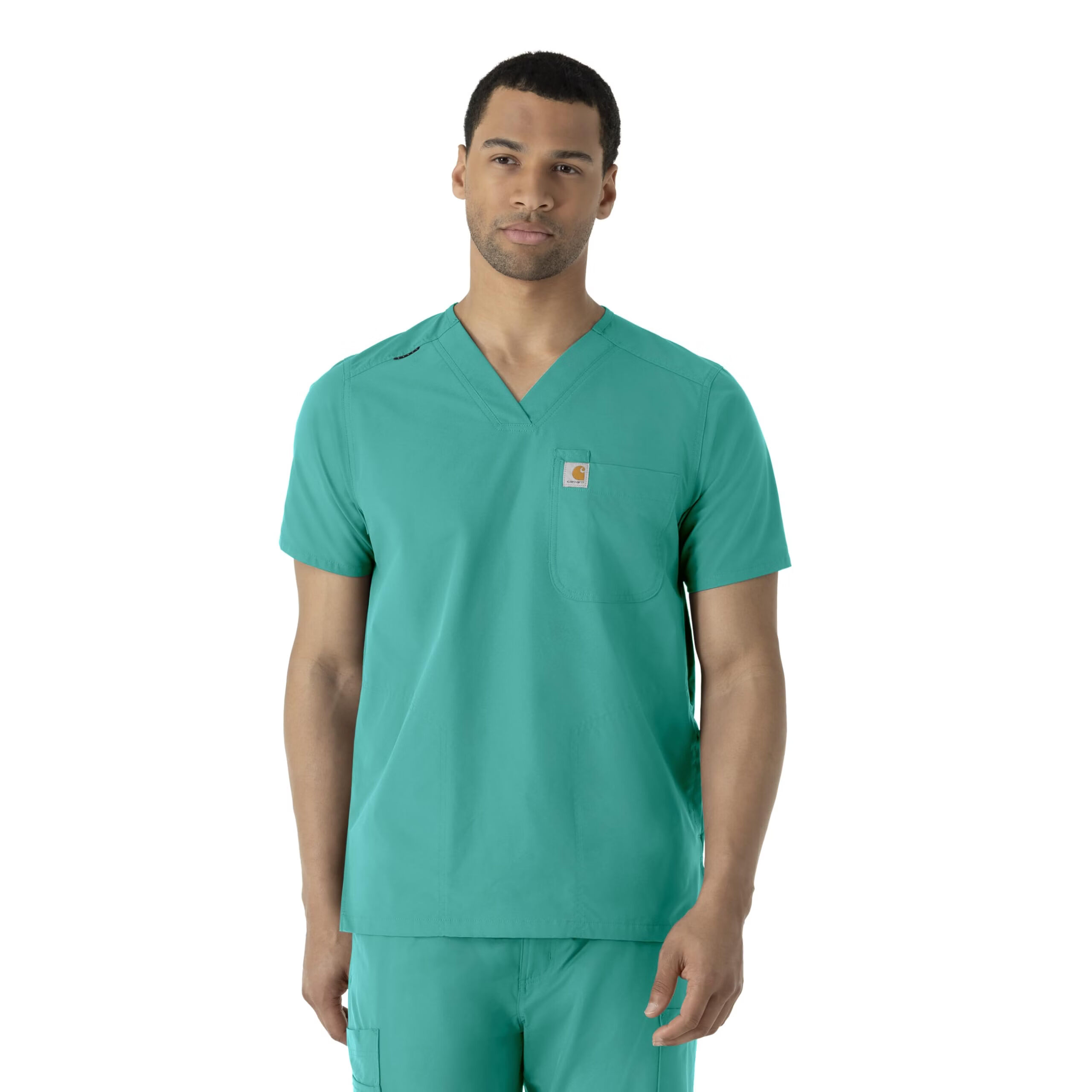 Carhartt Scrubs C16113 Force 时尚修身 V 领上衣, 蓝绿色, 小号 蓝绿色 小号