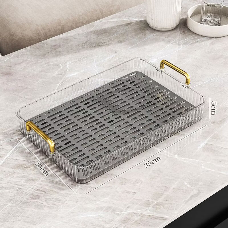 简漾家用多层杯子收纳架厨房杯盘沥水架省空间轻奢杯架子托盘架水果盘 【小号灰】