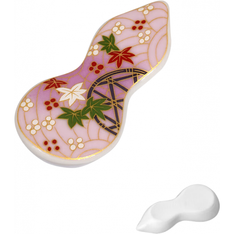 美濃燒(Mino Yaki)日式進口葫蘆筷子架家用筷托筷子托精致筷枕 櫻語粉