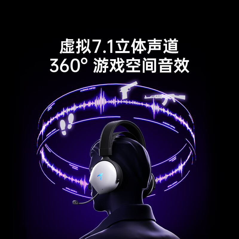 阿斯盾(AUSDOM)A3PRO游戏耳机头戴式无线三模ANC主动降噪fps听声辩位电竞RGB环绕7.1音效三角洲行动【苏醒推荐】 A3PRO-灰