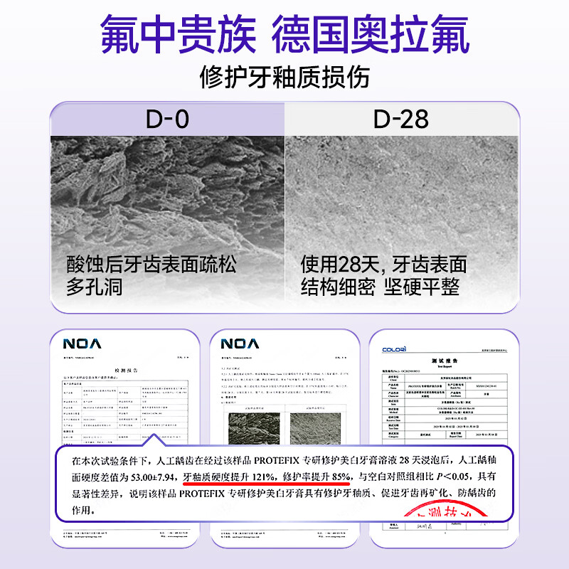 Protefix色修牙膏美白去黄去口臭高含氟防蛀清新口气成人亮白牙膏 美白修护-体验装 】110g*1支