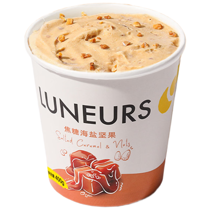LUNEURS月乐诗法式冰淇淋焦糖海盐坚果咸甜香脆冰激凌雪糕大桶400g*1