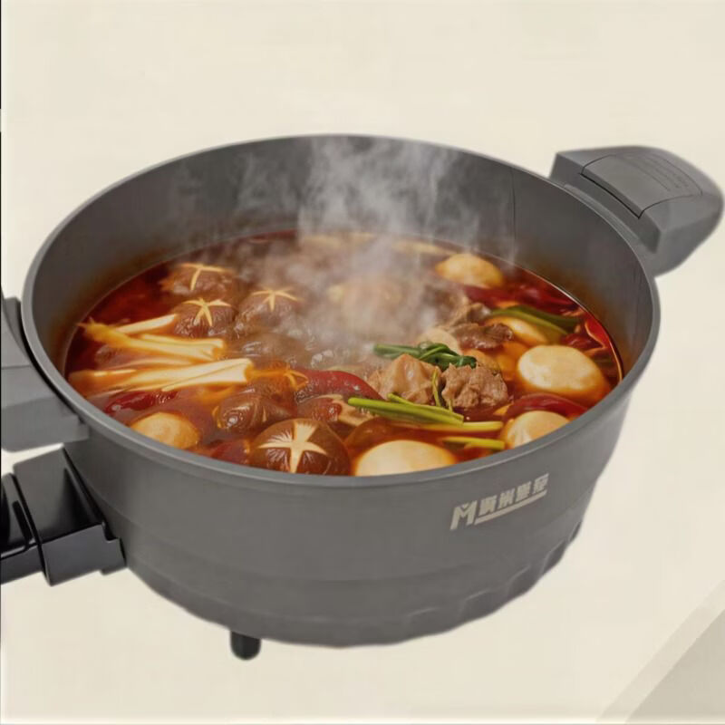 梅特德菲电子微压锅加厚不粘锅电火锅电煮锅家用电炒锅蒸锅多功能不粘锅（新疆西藏不发刀） 6L 口径30