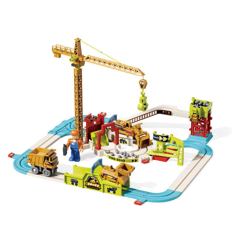 淘嘟嘟儿童滚珠工程轨道车小火车汽车闯关大冒险轨道车男孩玩具 7738滚珠工程运输轨道