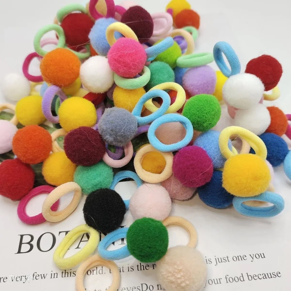 【严选直发】儿童发圈2026新款可爱毛球头绳发绳女童彩色扎辫子皮 拉不断毛球全色系混装【40根】