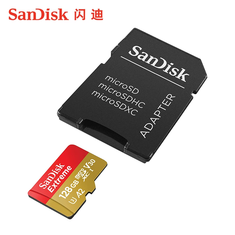 SANDISK EXTREME闪迪内存卡高速128g存储卡TF卡32g64g256g适用大疆运动相机无人机存储卡官方标配 【金卡 256g】 赠SD卡套