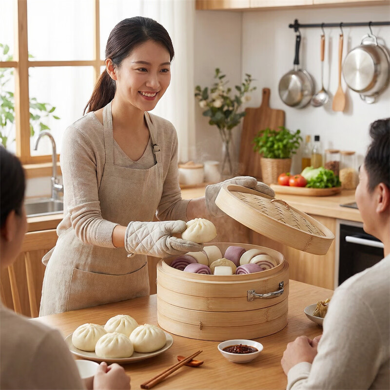 智宙农村大锅大蒸笼特大号商用超大加大用竹制大号蒸笼竹笼屉竹子蒸屉 直径52cm盖子【单层价】
