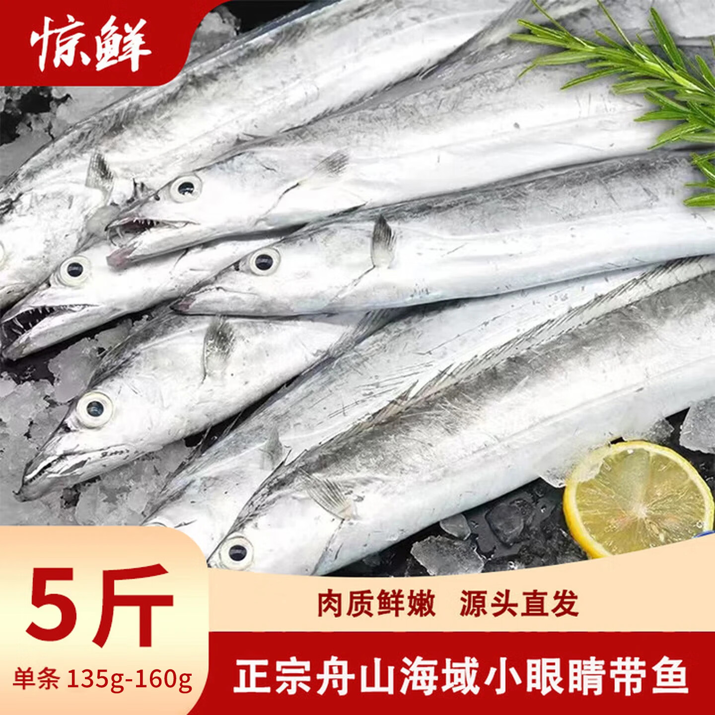 惊鲜东海舟山带鱼整条 去冰净重4斤/5斤 带鱼礼盒 年货送礼 源头直发 优质精选整条带鱼净重5斤 中号