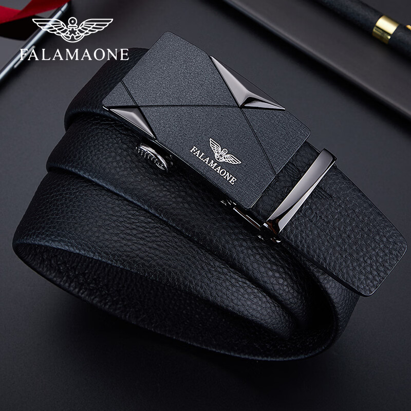 FALAMAONE法莱阿玛尼短款男士钱包真皮商务头层牛皮情人节礼物送男朋友老公 钱包皮带套装二【实木礼盒】 代写贺卡打印照片联系客服