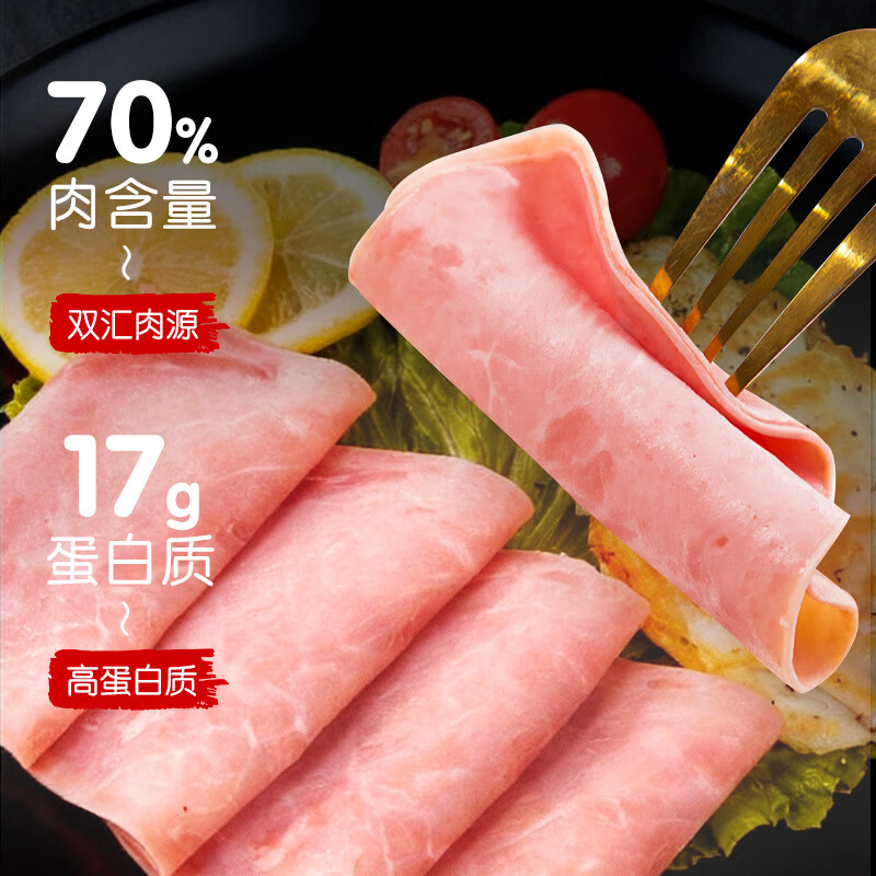 双汇（Shuanghui）早餐火腿片40g/袋即食午餐肉早餐三明治手抓饼面包专用食材 早餐火腿片40g*20袋