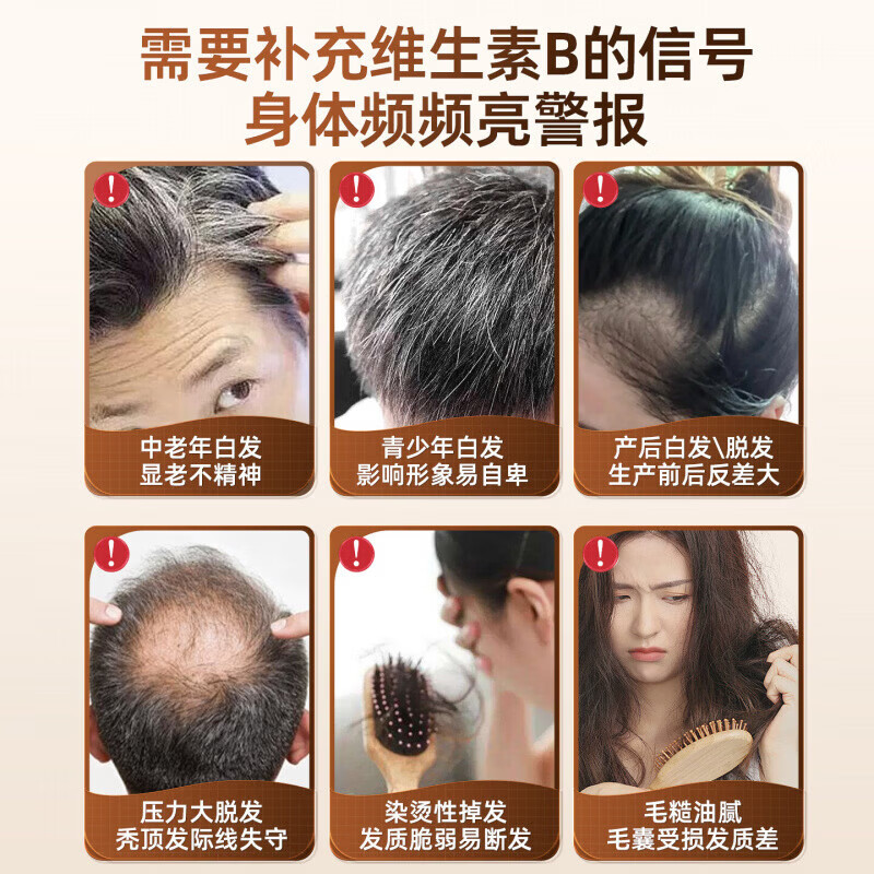 胖中来卫蒽维生素b族乌发素莱乌发b族白发脱发生物素胶囊黑发养发男女 42g*2盒