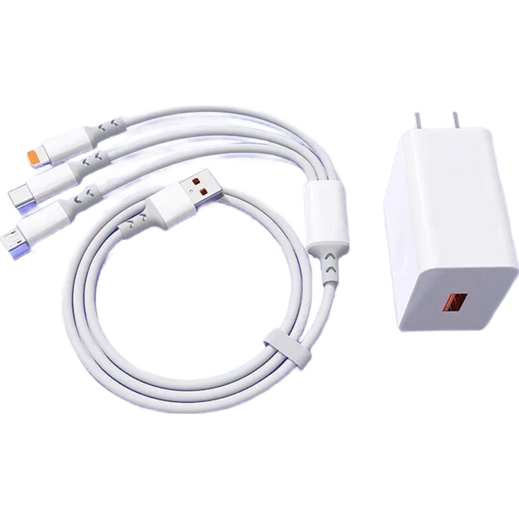 【京东快递】充电线三合一数据线一拖三快充多头编制车载适用苹果Type-c安卓华为荣耀vivo小米oppo 快充三合一【灰白色】 1.2m【66W透明超级快充不伤机】