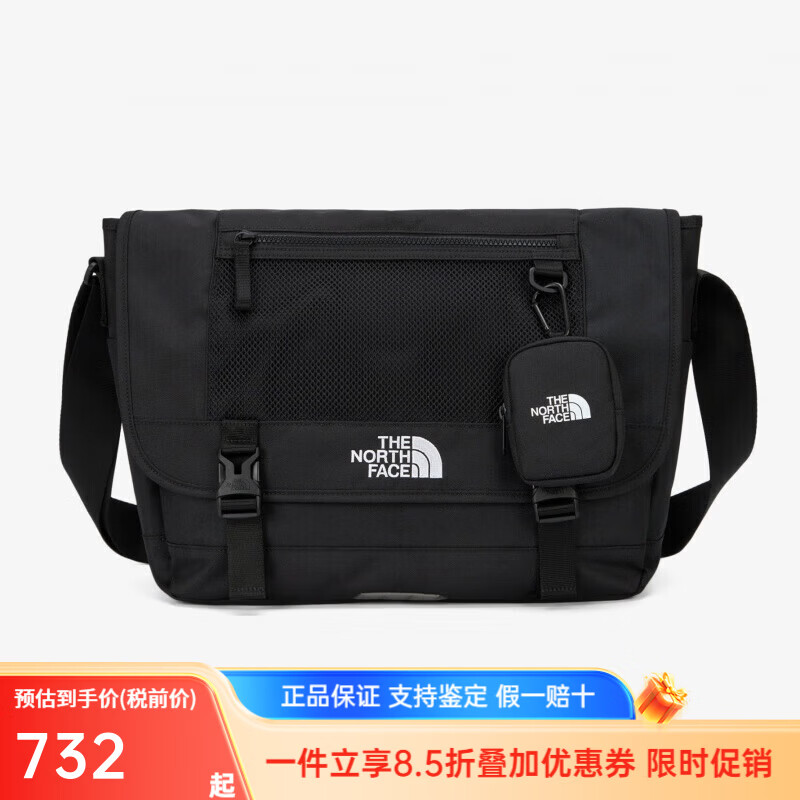 北面（The North Face）邮差包斜挎包男女同款情侣款时尚潮旅行包大容量单肩斜挎电脑包 NN2PQ00J黑色 长39.5cm宽13cm高29.5cm