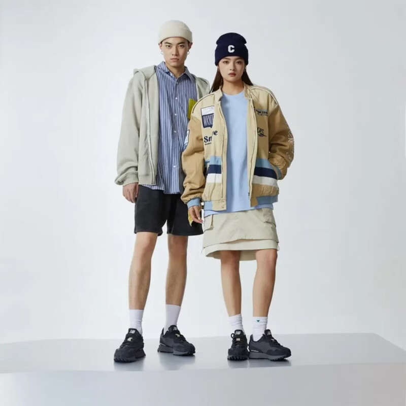 新百伦男女款 327系列复古休闲运动跑步鞋 黑色｜灰色 45