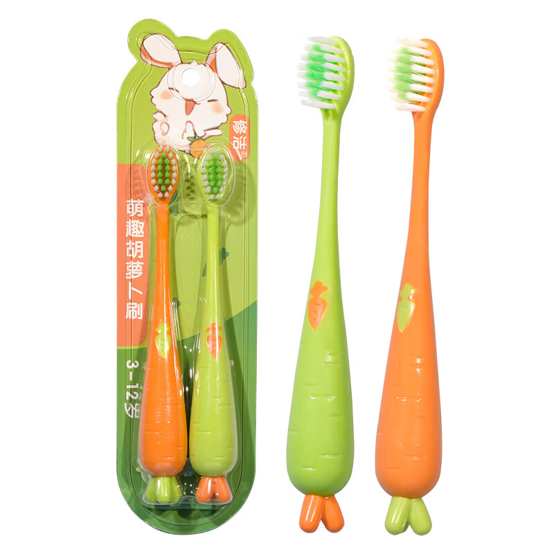洋臣儿童牙刷小卡通胡萝卜胖手柄牙刷超市家用 软毛 6支 胡萝卜牙刷