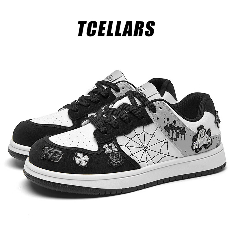 Tcellars板鞋男鞋2026春季新款潮流涂鸦厚底耐磨低帮百搭运动休闲鞋子男 巴洛黑白 39 京东折扣/优惠券
