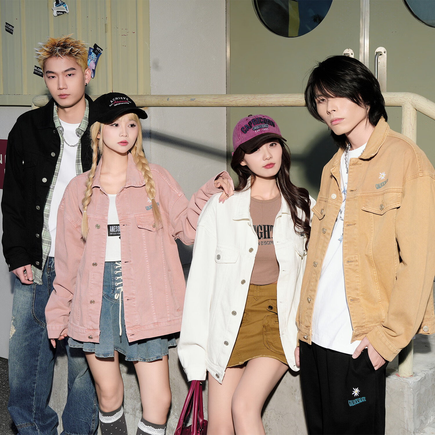 极路客新款秋冬美式复古多巴胺男女款情侣 牛仔外套工装 休闲夹克 月白 XL