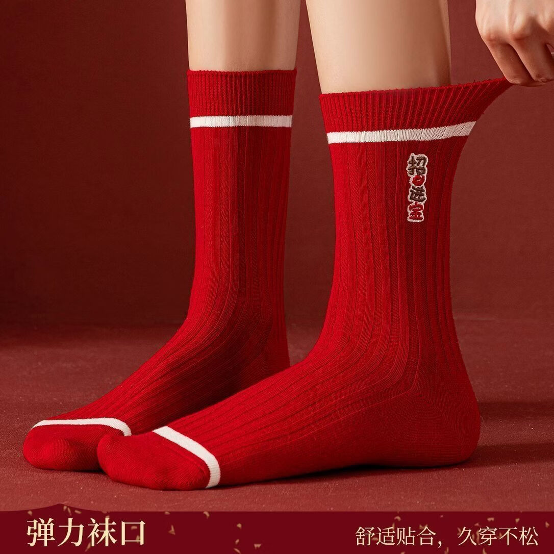 小棉工2026马年红色袜子女中筒袜秋冬款喜庆加厚保暖情侣长筒袜防臭潮袜 每双仅1元多】五色各二【共10双】 均码 小棉工 10A抑菌/高弹透气/抗起球