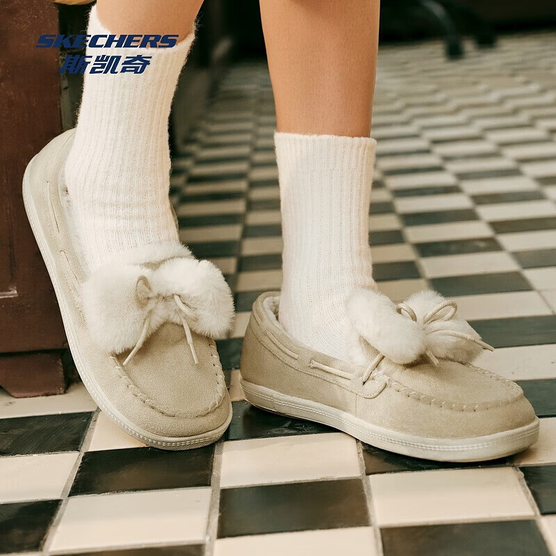 ˹���棨Skechers���ָ�Ь�ﶬ��ʱ��һ�ŵ����м���ëëЬŮЬ��ů�ٴ� ��Ȼɫ/NAT 36.5 152Ԫ