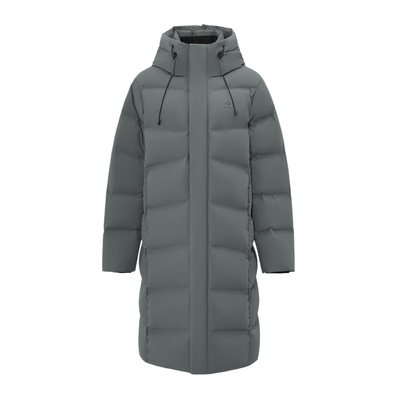 雪中飞【成毅同款】【鹅绒】【男女同款】H版型长款运动连帽羽绒服户外 烟墨灰|8656 L 175/96A